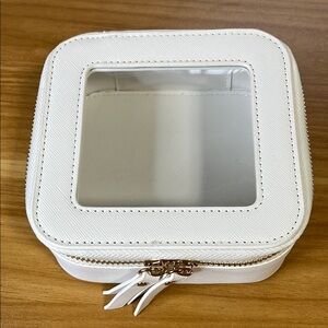 Mini Faux Leather White Makeup Case